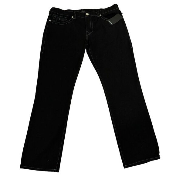 True Religion Men's Black 38 x 32 Jeans Ricky Flap Relaxed Straight Denim New - Picture 2 of 6